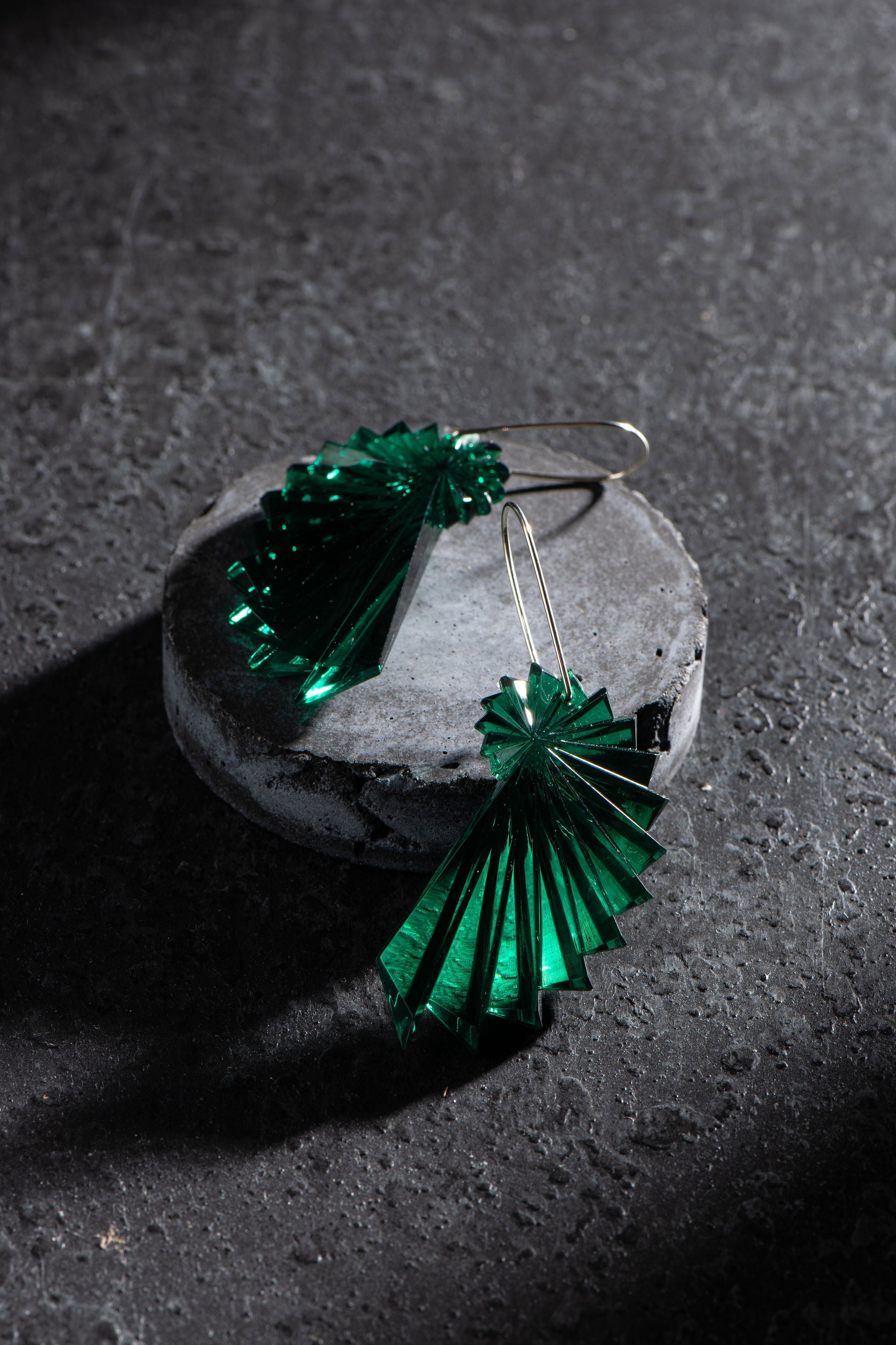 1980s West German acrylic earrings green