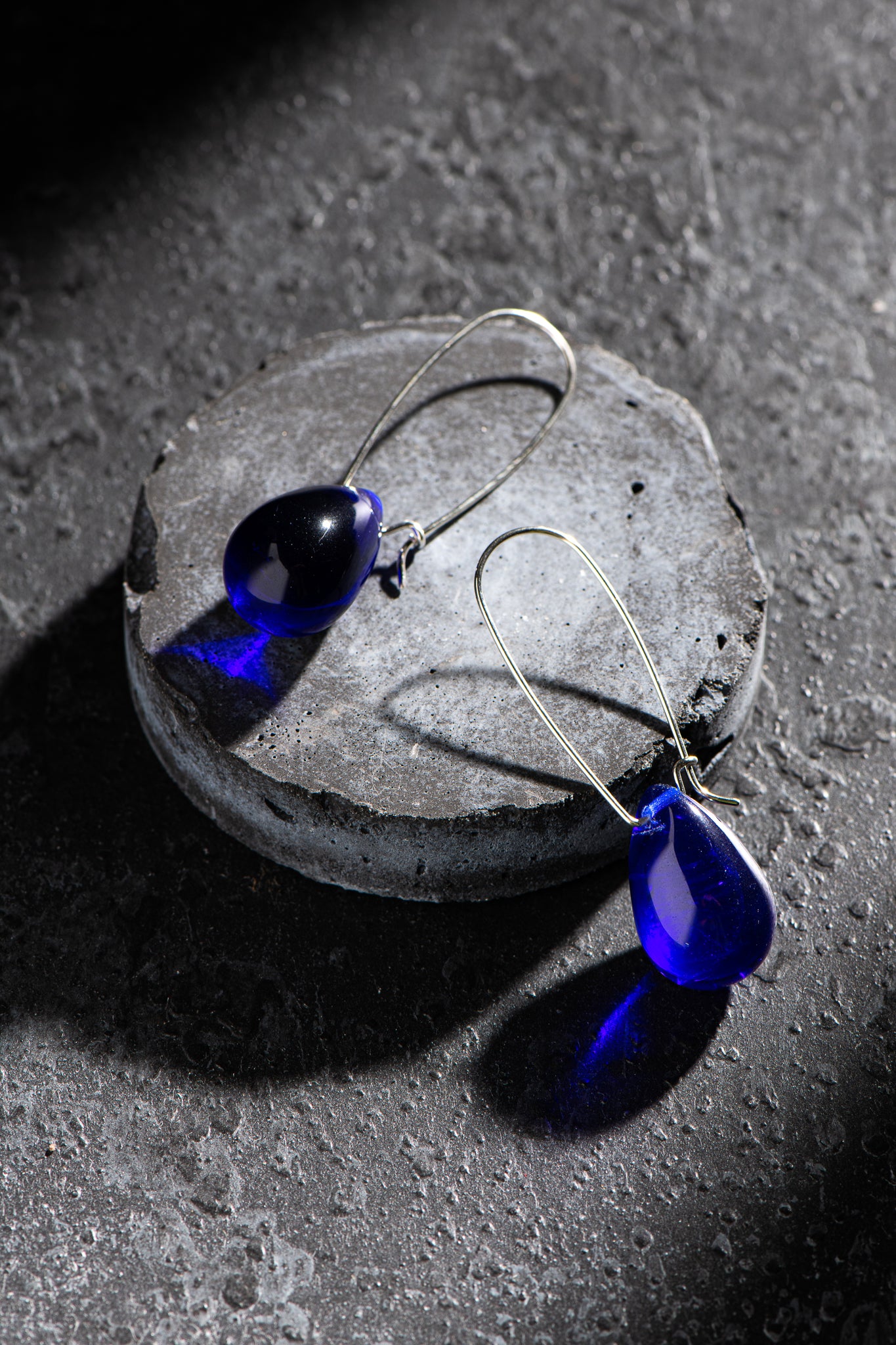 Blue glass clearance drop earrings